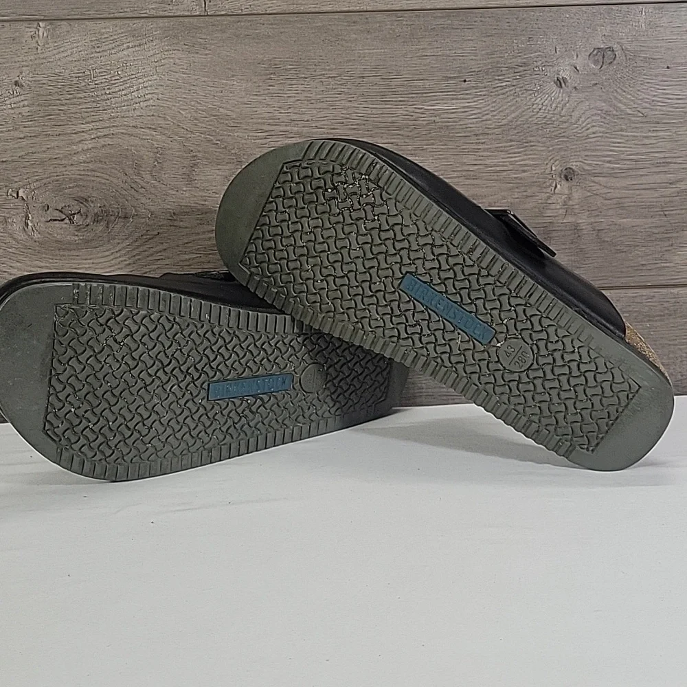 Birkenstock Black Leather Slip on Clog Sandals Sz 43 M10
